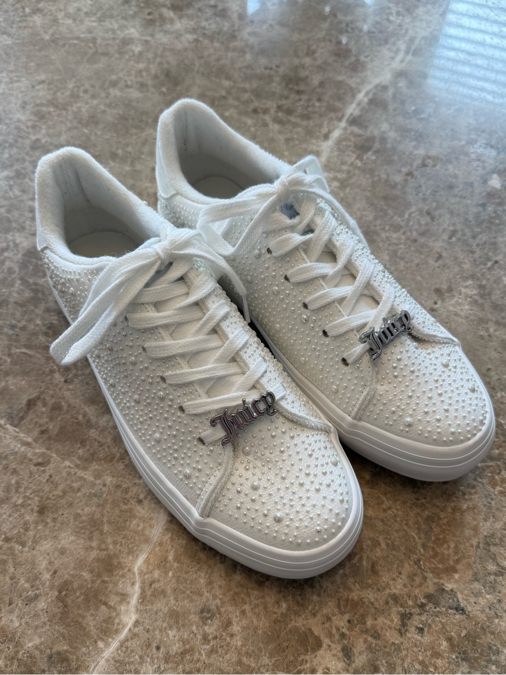 Juicy Couture White Rhinestone Sneakers